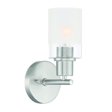 Designers Fountain Cedar Lane 5in 1-Light Brushed Nickel Modern Indoor Wall Sconce with Two-Tone Glass Shade D236M-1B-BN
